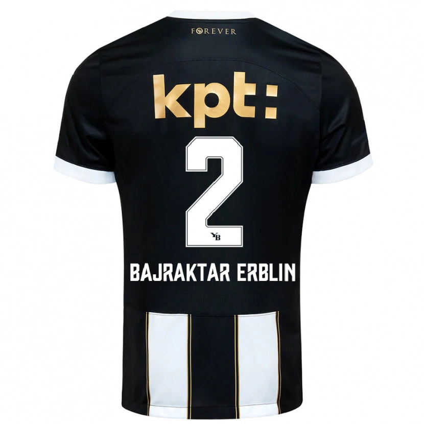 Danxen Niño Camiseta Erblin Bajraktar #2 Negro Blanco 2ª Equipación 2025/26 La Camisa