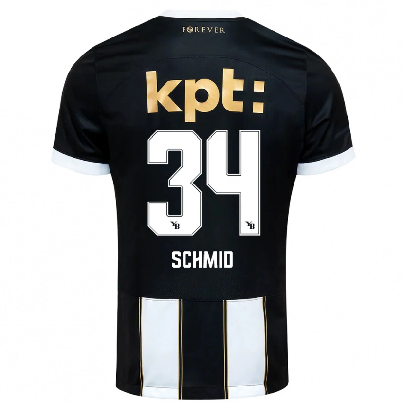 Danxen Niño Camiseta Céline Schmid #34 Negro Blanco 2ª Equipación 2025/26 La Camisa
