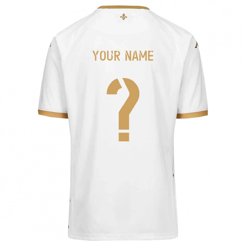 Danxen Niño Camiseta Su Nombre #0 Blanco Dorado 2ª Equipación 2025/26 La Camisa