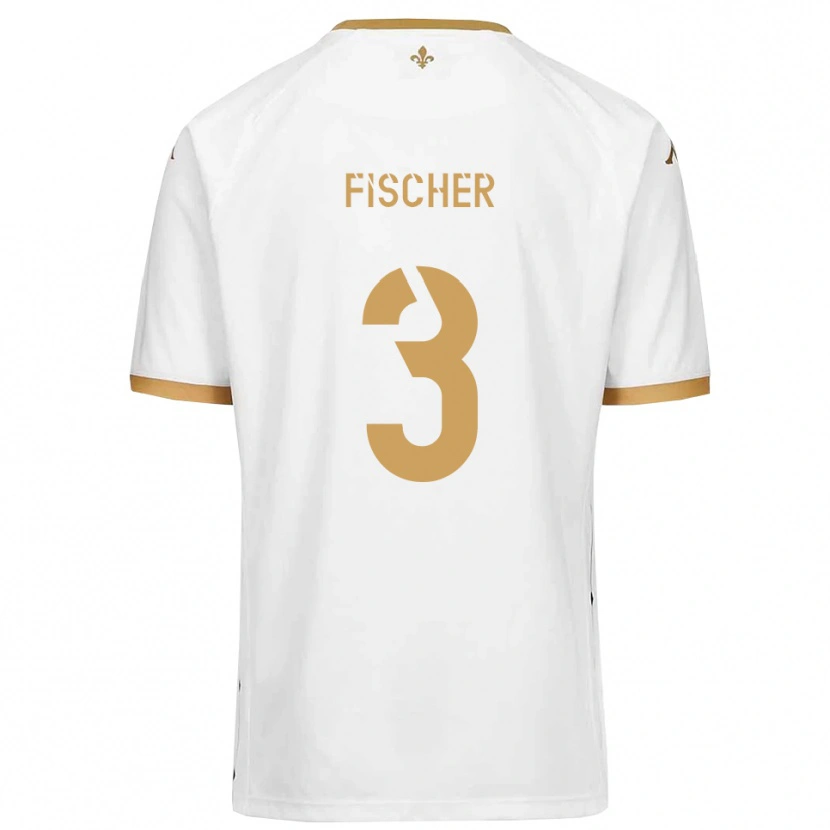 Danxen Niño Camiseta Mathias Fischer #3 Blanco Dorado 2ª Equipación 2025/26 La Camisa