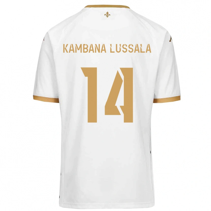 Danxen Niño Camiseta Francisco Kambana Lussala #14 Blanco Dorado 2ª Equipación 2025/26 La Camisa