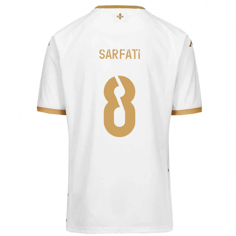 Danxen Niño Camiseta Isaac Sarfati #8 Blanco Dorado 2ª Equipación 2025/26 La Camisa