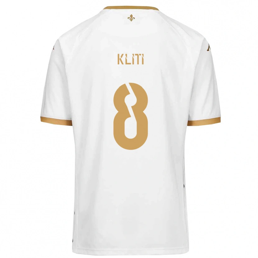 Danxen Niño Camiseta Ayoub Kliti #8 Blanco Dorado 2ª Equipación 2025/26 La Camisa