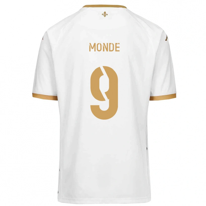 Danxen Niño Camiseta Alex Monde #9 Blanco Dorado 2ª Equipación 2025/26 La Camisa