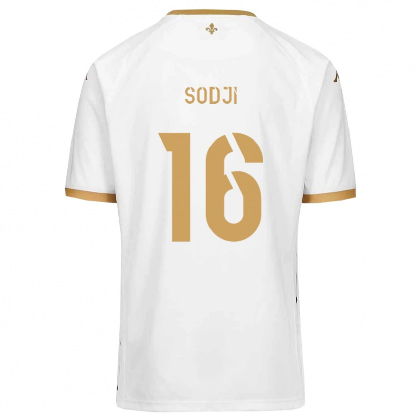 Danxen Niño Camiseta Alexandre Sodji #16 Blanco Dorado 2ª Equipación 2025/26 La Camisa