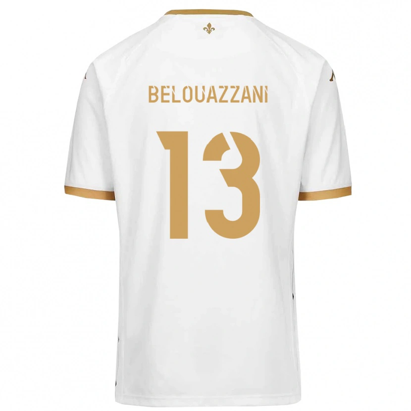 Danxen Niño Camiseta Islam Belouazzani #13 Blanco Dorado 2ª Equipación 2025/26 La Camisa