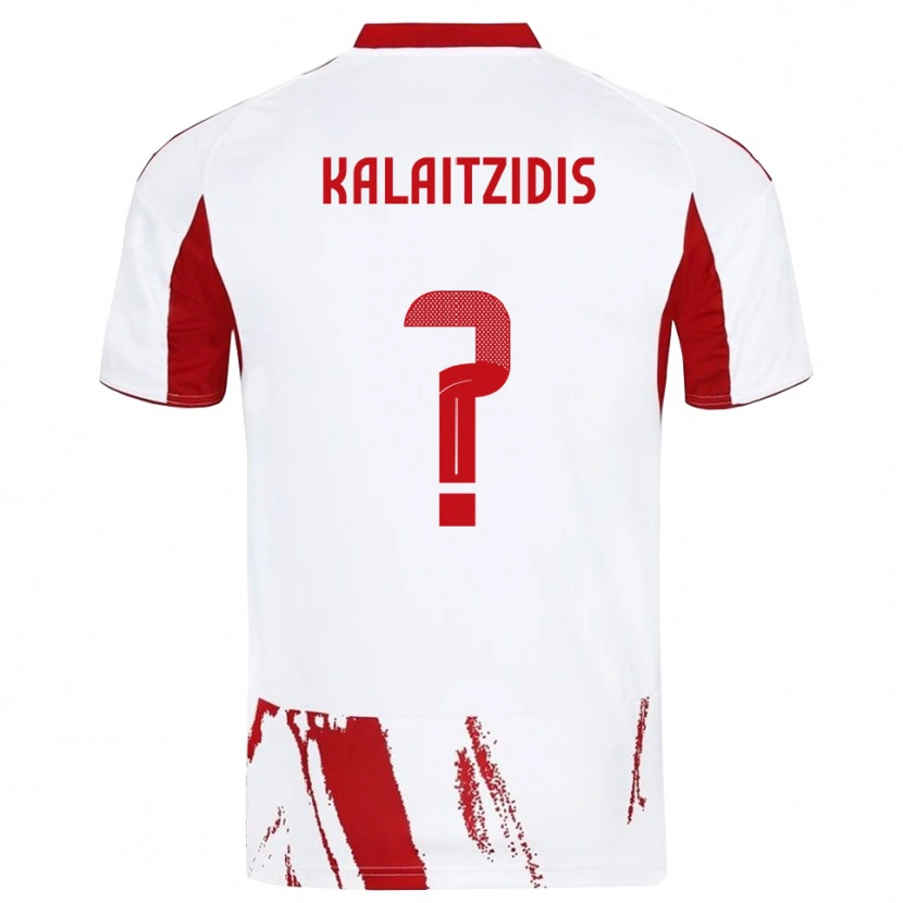 Danxen Niño Camiseta Nikolaos Kalaitzidis #0 Blanco Rojo 2ª Equipación 2025/26 La Camisa