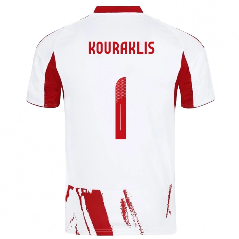 Danxen Niño Camiseta Georgios Kouraklis #1 Blanco Rojo 2ª Equipación 2025/26 La Camisa