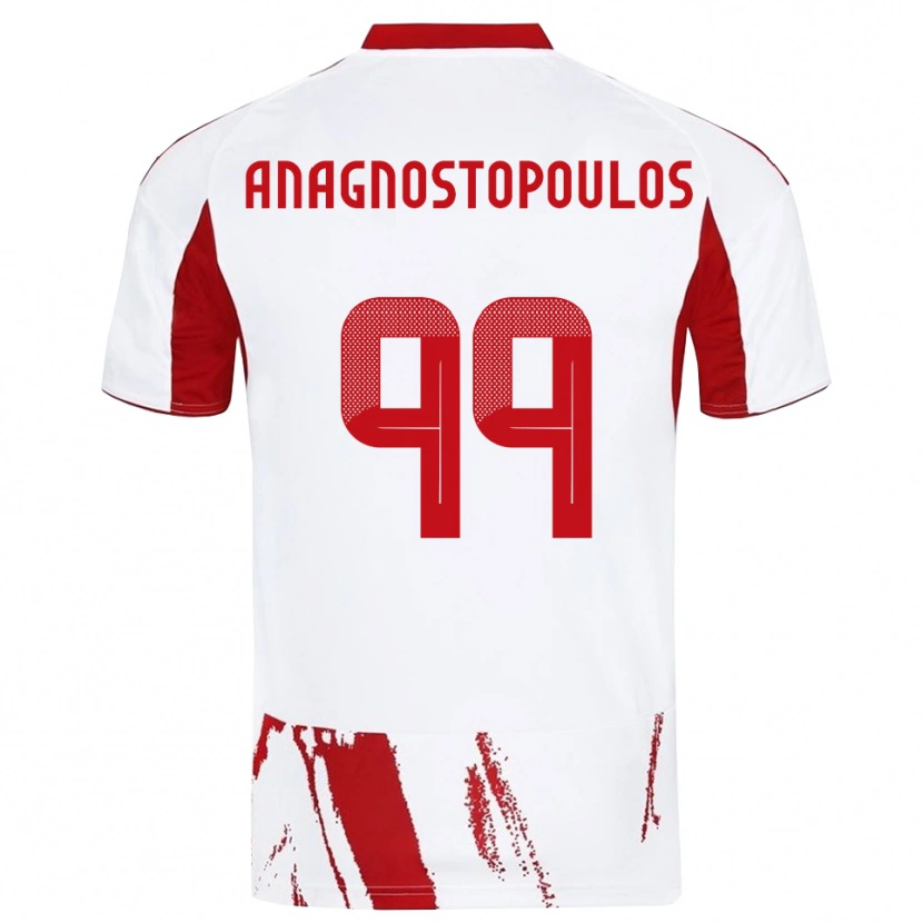 Danxen Niño Camiseta Alexandros Anagnostopoulos #99 Blanco Rojo 2ª Equipación 2025/26 La Camisa