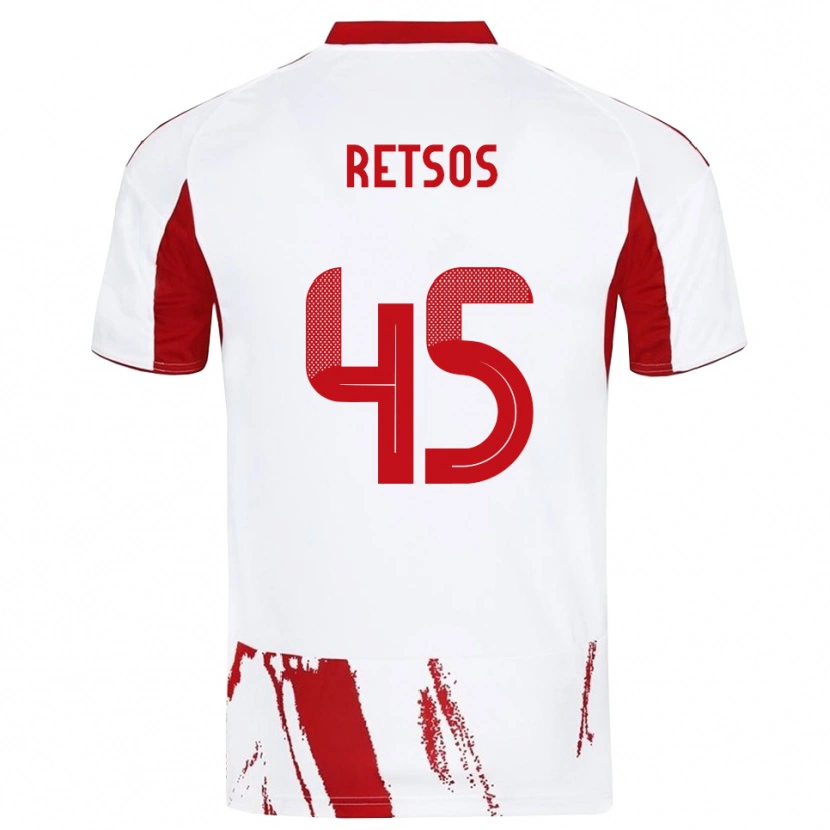 Danxen Niño Camiseta Panagiotis Retsos #45 Blanco Rojo 2ª Equipación 2025/26 La Camisa