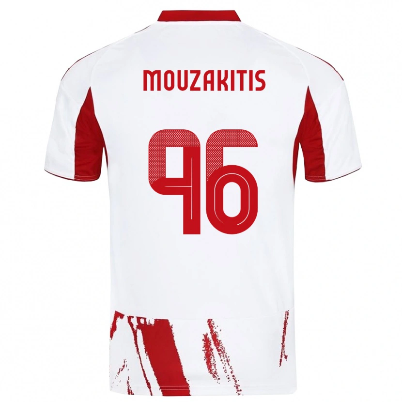 Danxen Niño Camiseta Christos Mouzakitis #96 Blanco Rojo 2ª Equipación 2025/26 La Camisa