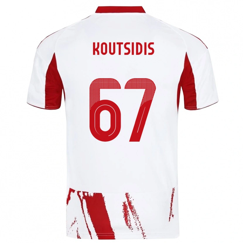 Danxen Niño Camiseta Isidoros Koutsidis #67 Blanco Rojo 2ª Equipación 2025/26 La Camisa