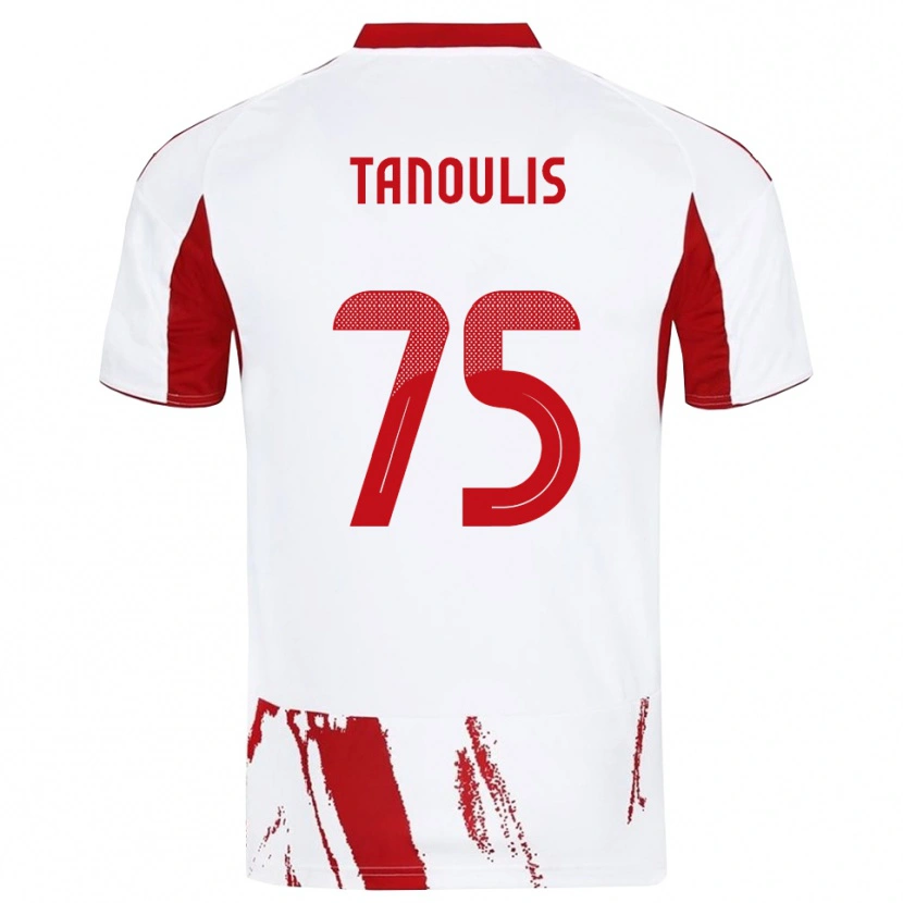 Danxen Niño Camiseta Konstantinos Tanoulis #75 Blanco Rojo 2ª Equipación 2025/26 La Camisa