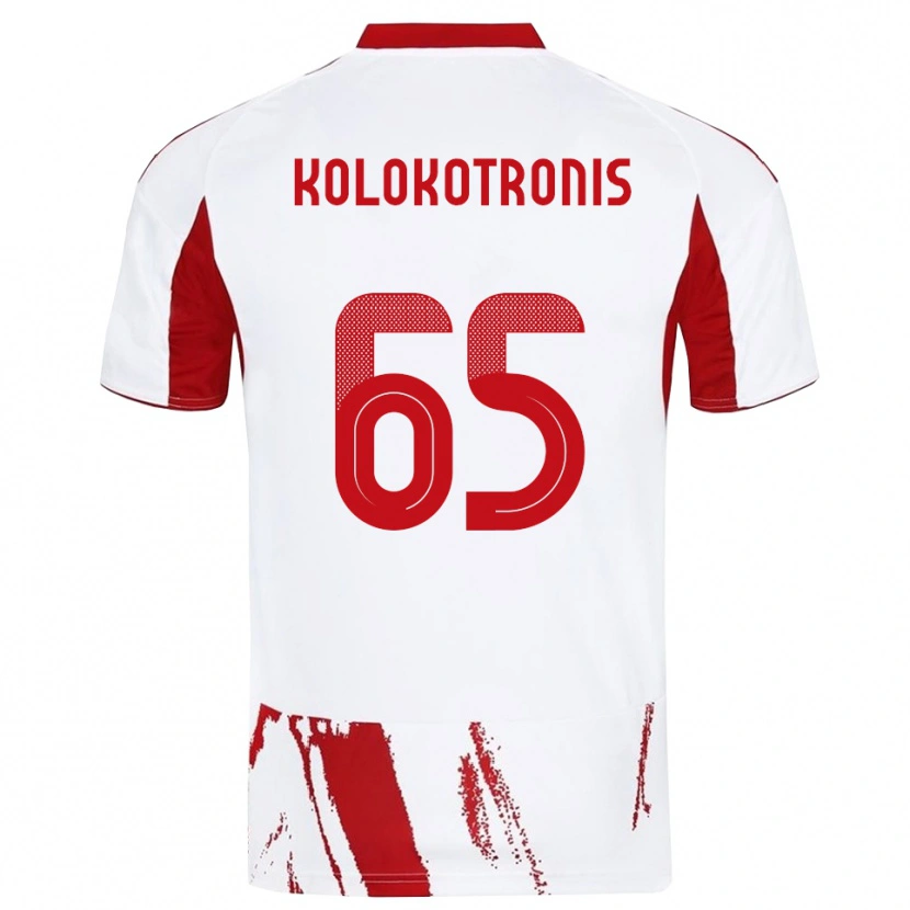 Danxen Niño Camiseta Petros Kolokotronis #65 Blanco Rojo 2ª Equipación 2025/26 La Camisa