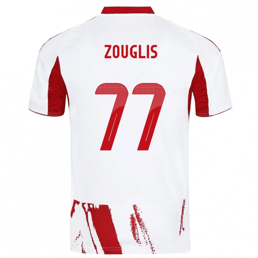 Danxen Niño Camiseta Nikolaos Zouglis #77 Blanco Rojo 2ª Equipación 2025/26 La Camisa
