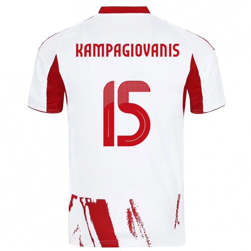 Danxen Niño Camiseta Anastasios Kampagiovanis #15 Blanco Rojo 2ª Equipación 2025/26 La Camisa