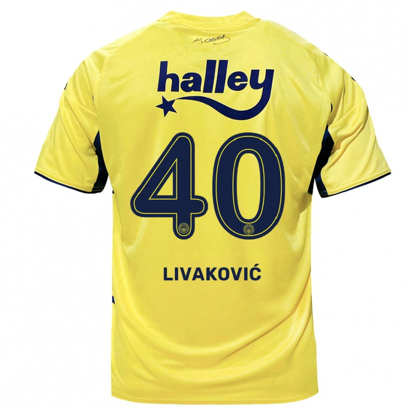 Danxen Niño Camiseta Dominik Livakovic #40 Amarillo Marino 2ª Equipación 2025/26 La Camisa