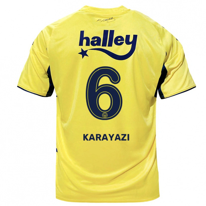 Danxen Niño Camiseta Efekan Karayazi #6 Amarillo Marino 2ª Equipación 2025/26 La Camisa