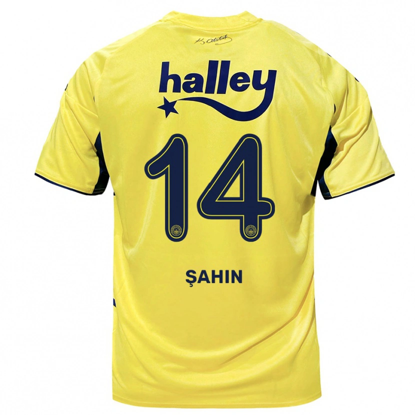 Danxen Niño Camiseta Uğur Şahin #14 Amarillo Marino 2ª Equipación 2025/26 La Camisa