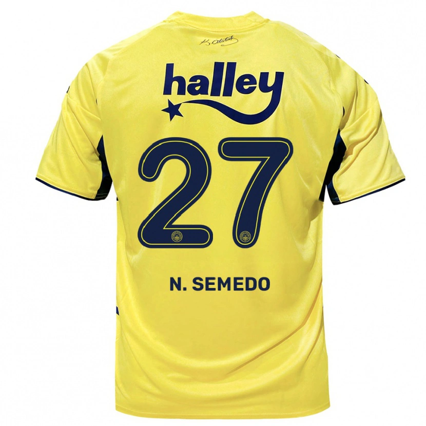 Danxen Niño Camiseta Nélson Semedo #27 Amarillo Marino 2ª Equipación 2025/26 La Camisa