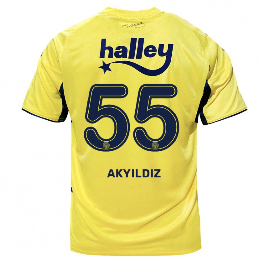 Danxen Niño Camiseta Mustafa Akyıldız #55 Amarillo Marino 2ª Equipación 2025/26 La Camisa