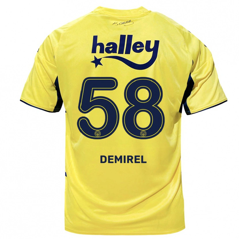 Danxen Niño Camiseta Görkem Demirel #58 Amarillo Marino 2ª Equipación 2025/26 La Camisa