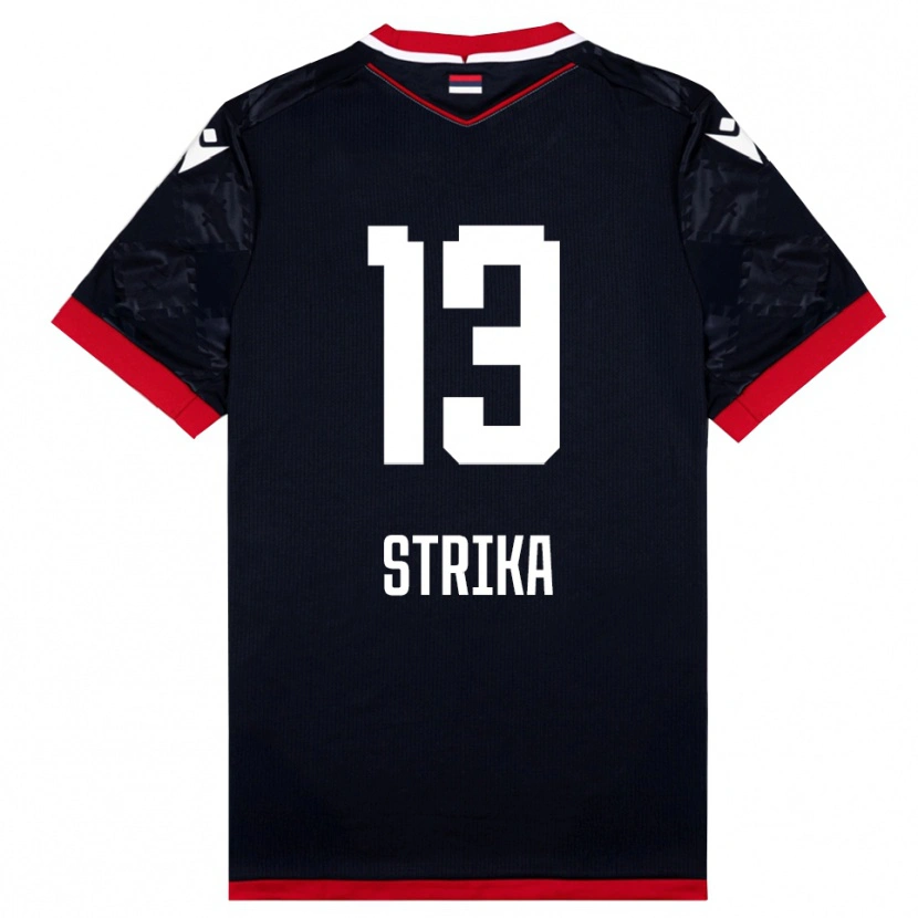 Danxen Niño Camiseta Matej Strika #13 Negro Rojo 2ª Equipación 2025/26 La Camisa