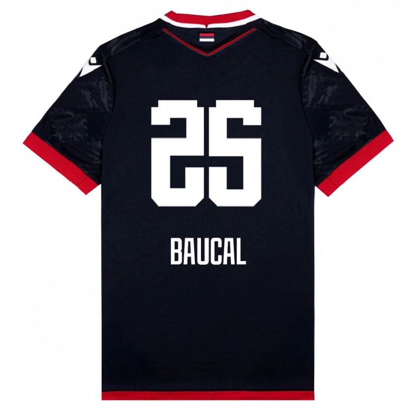 Danxen Niño Camiseta Strahinja Baucal #25 Negro Rojo 2ª Equipación 2025/26 La Camisa