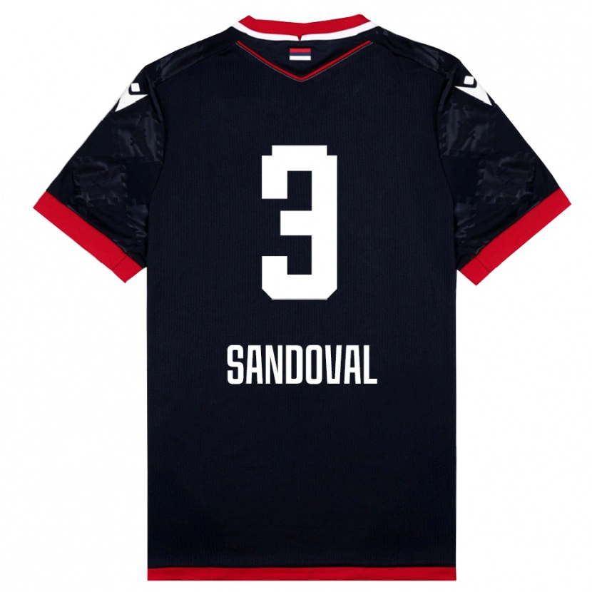 Danxen Niño Camiseta Keimer Sandoval #3 Negro Rojo 2ª Equipación 2025/26 La Camisa