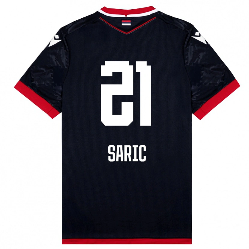Danxen Niño Camiseta Dimitrije Saric #21 Negro Rojo 2ª Equipación 2025/26 La Camisa