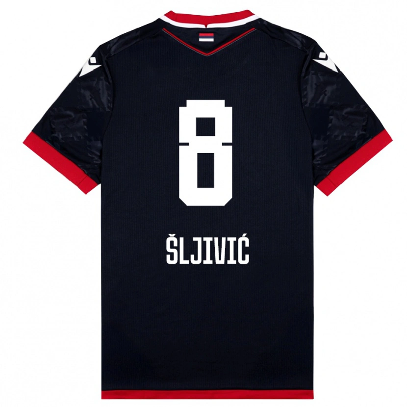 Danxen Niño Camiseta Jovan Sljivic #8 Negro Rojo 2ª Equipación 2025/26 La Camisa