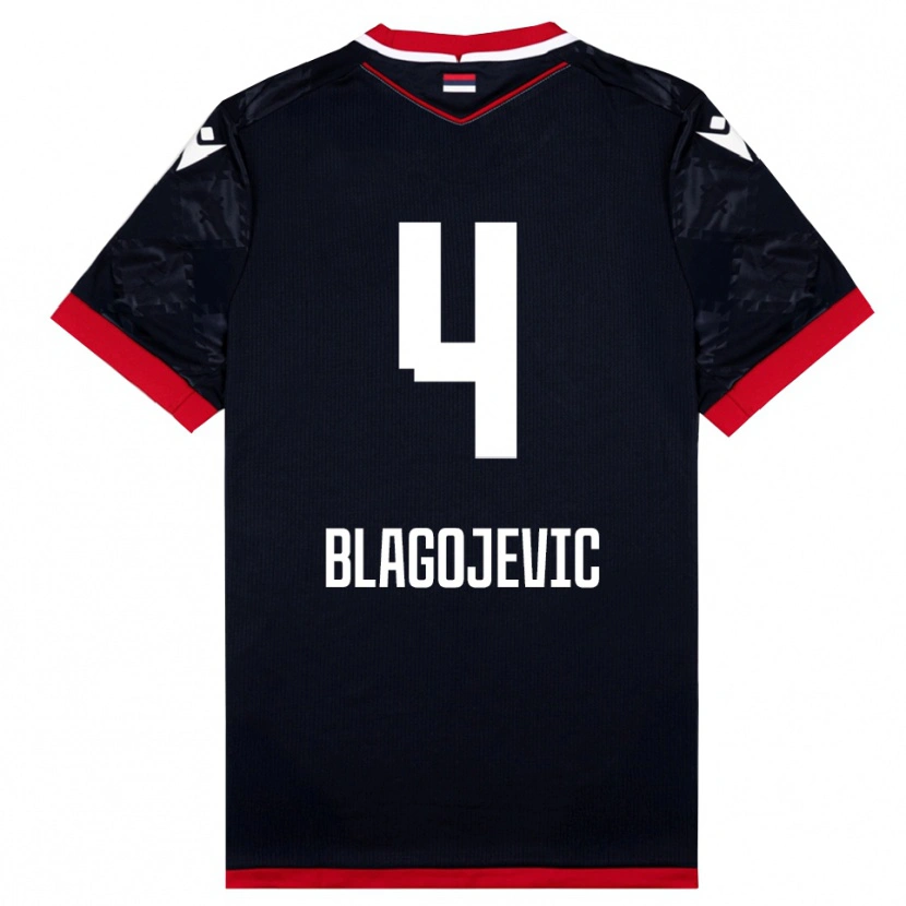 Danxen Niño Camiseta Niksa Blagojevic #4 Negro Rojo 2ª Equipación 2025/26 La Camisa