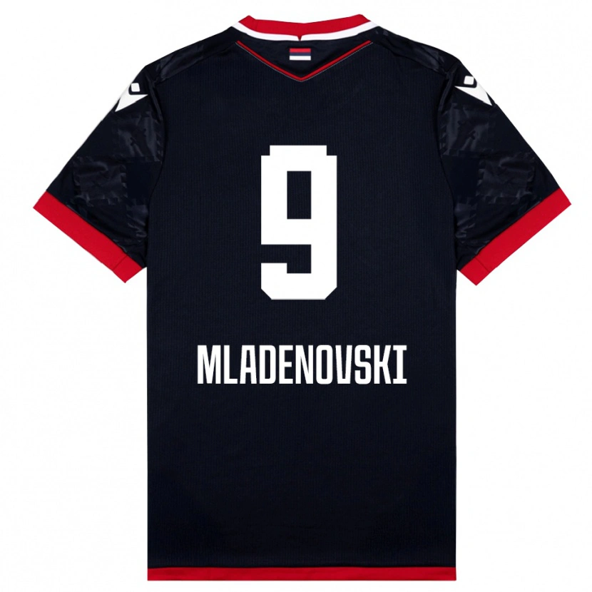 Danxen Niño Camiseta Stefan Mladenovski #9 Negro Rojo 2ª Equipación 2025/26 La Camisa