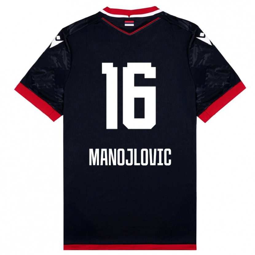 Danxen Niño Camiseta Petar Manojlovic #16 Negro Rojo 2ª Equipación 2025/26 La Camisa