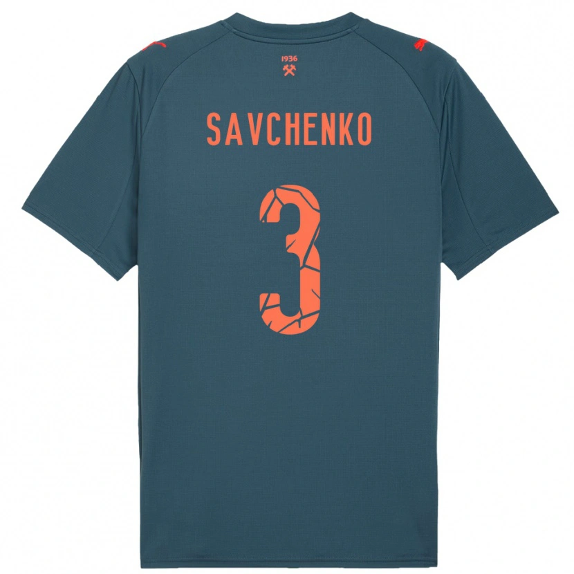 Danxen Niño Camiseta Roman Savchenko #3 Marino Rojo 2ª Equipación 2025/26 La Camisa