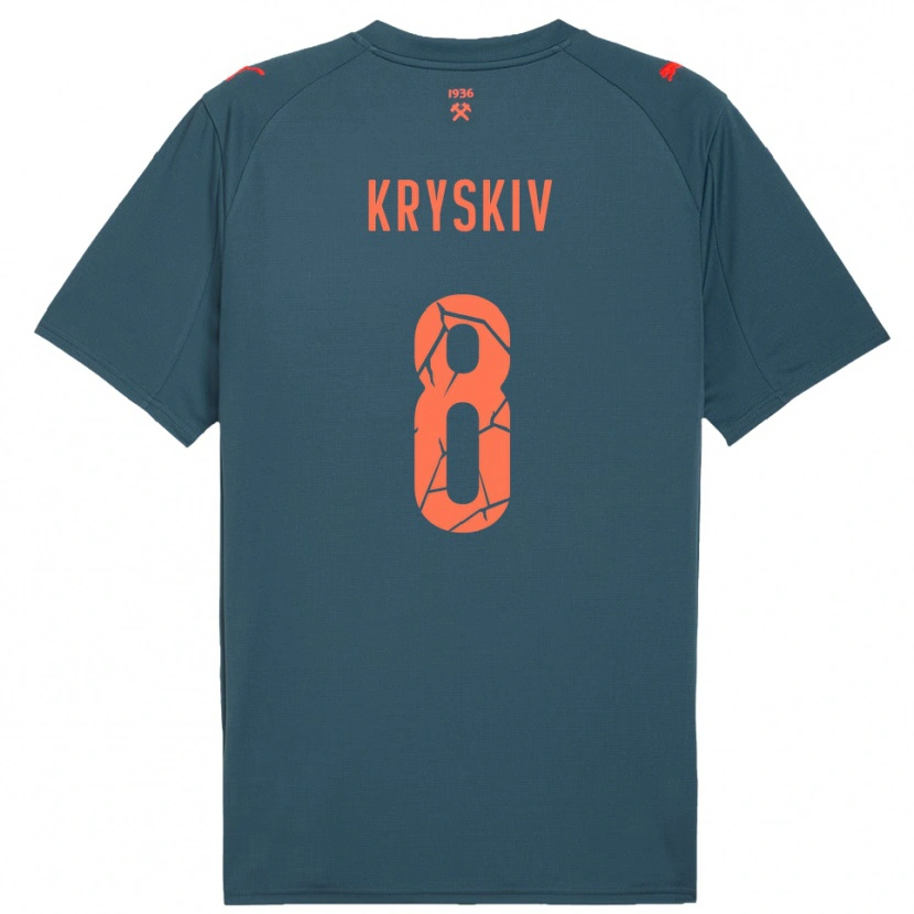 Danxen Niño Camiseta Dmytro Kryskiv #8 Marino Rojo 2ª Equipación 2025/26 La Camisa