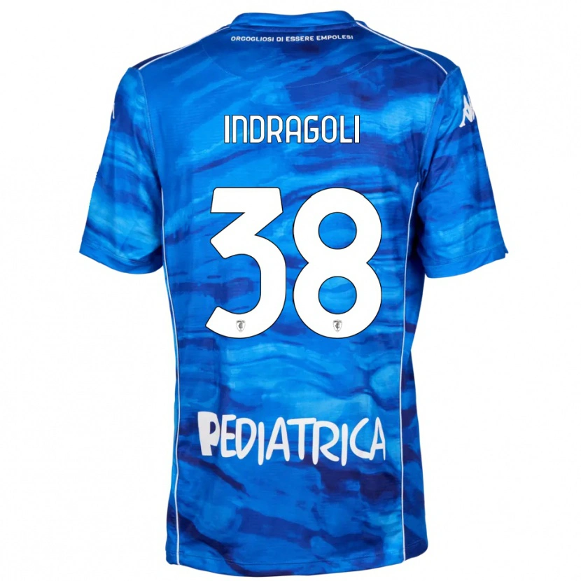 Danxen Hombre Camiseta Gabriele Indragoli #38 Azul Blanco 1ª Equipación 2025/26 La Camisa
