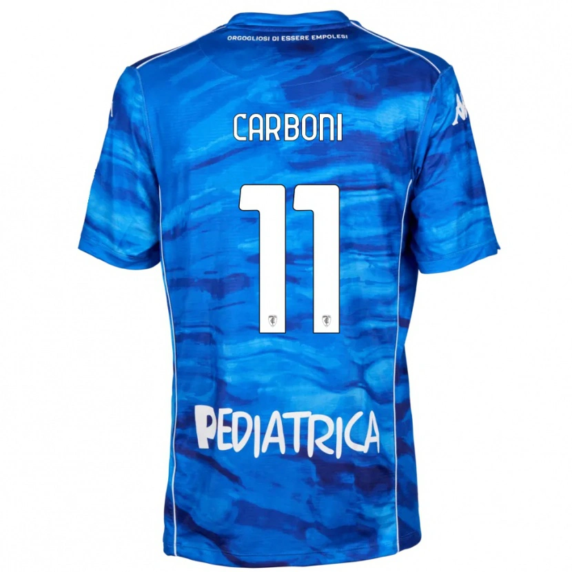 Danxen Hombre Camiseta Franco Carboni #11 Azul Blanco 1ª Equipación 2025/26 La Camisa