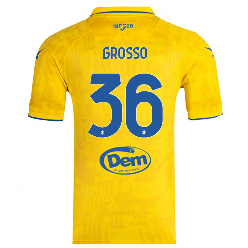 Danxen Hombre Camiseta Filippo Grosso #36 Amarillo Azul 1ª Equipación 2025/26 La Camisa