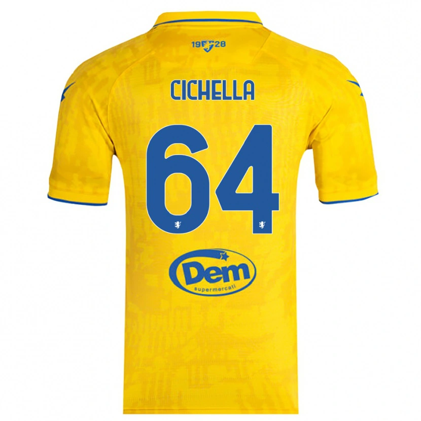 Danxen Hombre Camiseta Matteo Cichella #64 Amarillo Azul 1ª Equipación 2025/26 La Camisa