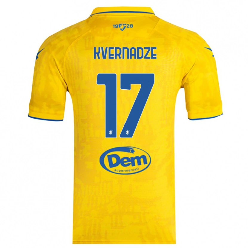 Danxen Hombre Camiseta Giorgi Kvernadze #17 Amarillo Azul 1ª Equipación 2025/26 La Camisa