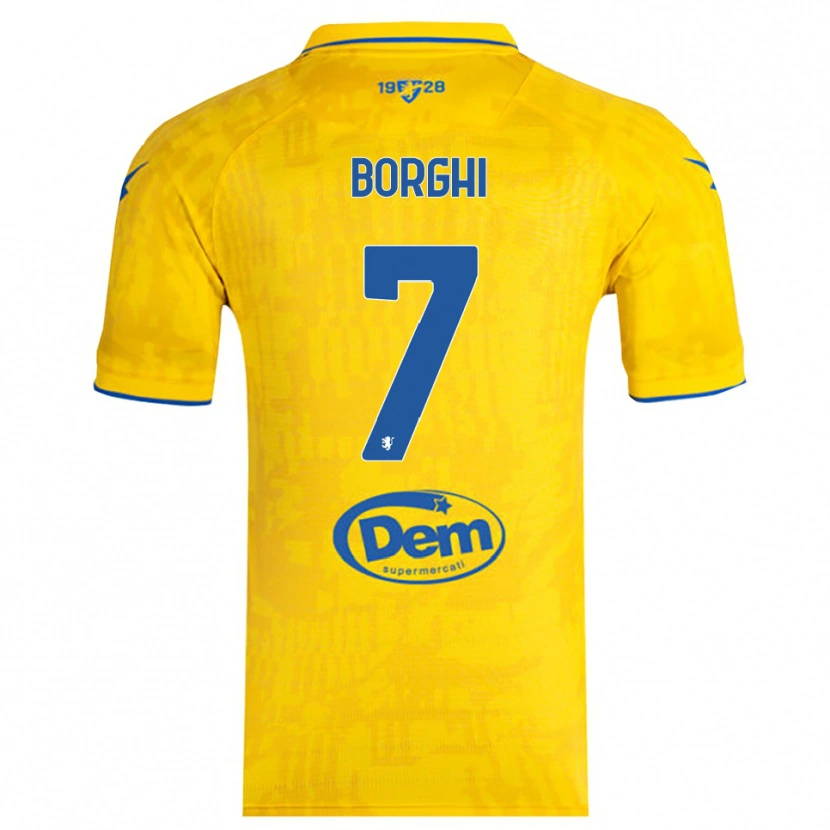 Danxen Hombre Camiseta Giordano Borghi #7 Amarillo Azul 1ª Equipación 2025/26 La Camisa