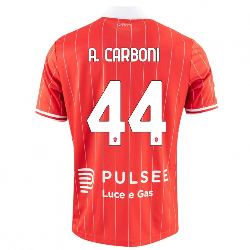 Danxen Hombre Camiseta Andrea Carboni #44 Rojo Blanco 1ª Equipación 2025/26 La Camisa