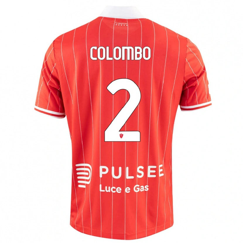 Danxen Hombre Camiseta Davide Colombo #2 Rojo Blanco 1ª Equipación 2025/26 La Camisa