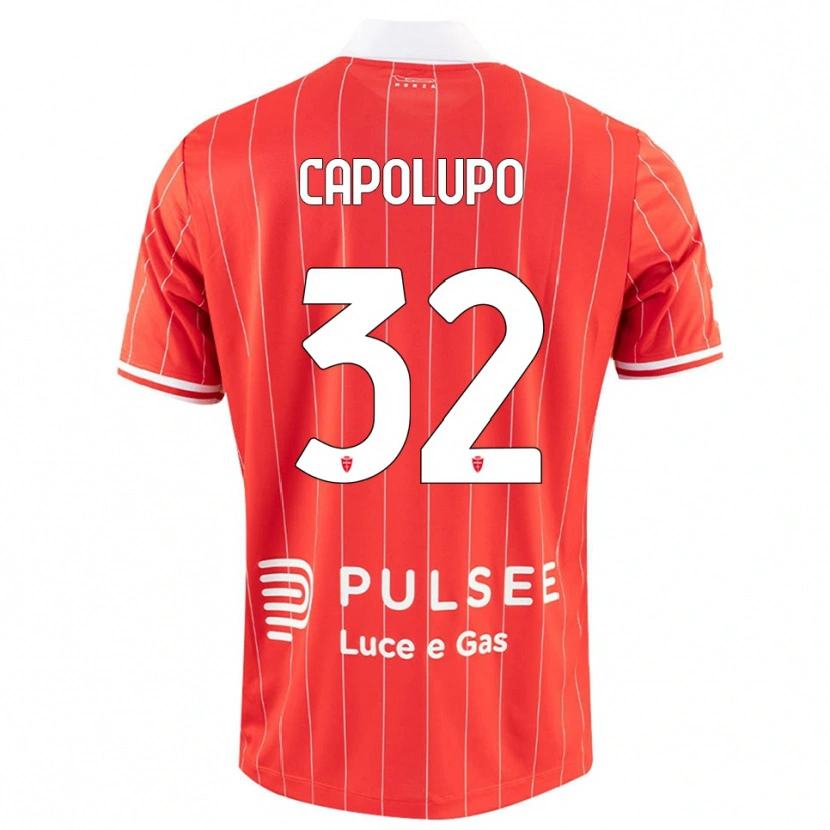 Danxen Hombre Camiseta Samuele Capolupo #32 Rojo Blanco 1ª Equipación 2025/26 La Camisa
