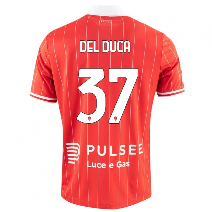 Danxen Hombre Camiseta Jacopo Del Duca #37 Rojo Blanco 1ª Equipación 2025/26 La Camisa
