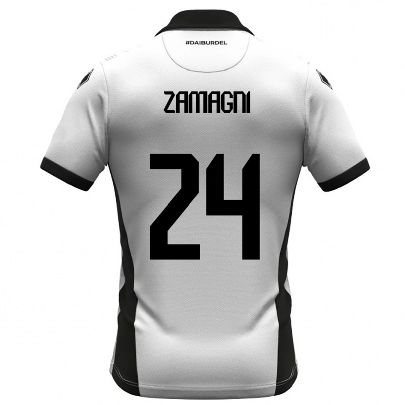 Danxen Hombre Camiseta Davide Zamagni #24 Blanco Negro Naranja 1ª Equipación 2025/26 La Camisa