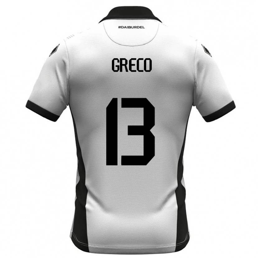 Danxen Hombre Camiseta Nicolò Greco #13 Blanco Negro Naranja 1ª Equipación 2025/26 La Camisa