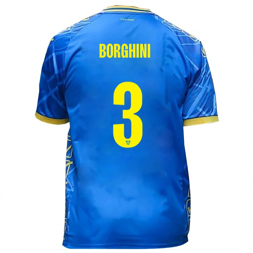 Danxen Hombre Camiseta Giacomo Borghini #3 Azul Cielo Amarillo 1ª Equipación 2025/26 La Camisa