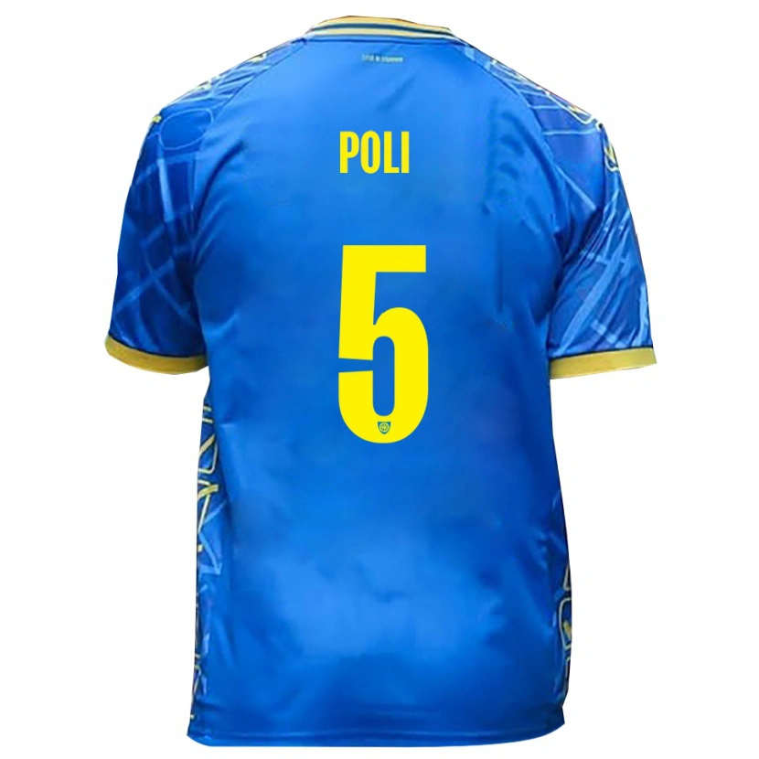 Danxen Hombre Camiseta Lorenzo Poli #5 Azul Cielo Amarillo 1ª Equipación 2025/26 La Camisa